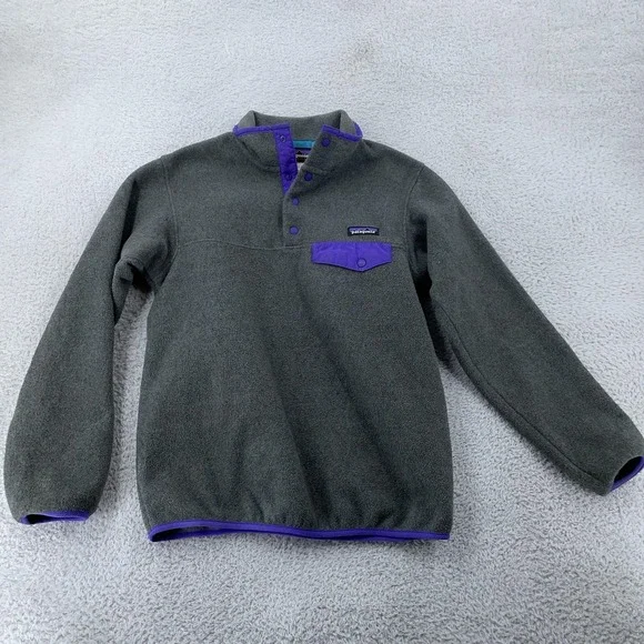 Patagonia Synchilla Snap-T Fleece Women's XS Pullover Gray Purple Trim - Picture 1 of 8
